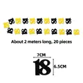 Glitzer Banner zum 18. Geburtstag 2 Meter lang mit 20 gold-schwarzen Zahlen-Anhängern - Nummer 18