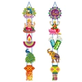 Decorazioni colorate per Diwali con Ganesha, pavone e auguri di Happy Diwali - Decorazione per porta Diwali (Y-00592)