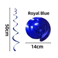 Blue PVC party swirl decoration for ceiling hangings, 50cm length, metallic finish - Single Spiral / Royal Blue