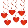 6er-Set rote Herz-Hängedekoration mit Spiralen für romantische Valentinstag-Partydeko - Rot-Kleines Set