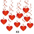 Rote Herz-Spiralen Dekoration für Valentinstag Party Hängedekoration 3er Pack - Rot-Extragroßes Set