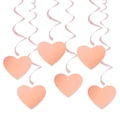 Pack of 6 rose gold heart spiral ceiling decorations for Valentine's Day party events - Rose Gold-Small Set