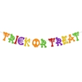 Festone Trick or Treat glitterato colorato con teschio e ragnatela per Halloween - Striscione TRICK OR TREAT (J-0527-1)