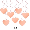 Pink heart spiral hanging ornaments for Valentine's Day party decoration 2-piece set - Rose Gold-Medium Set
