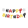 Striscione Buon Compleanno invernale con lettere glitter rosso nero giallo e fiocchi - Stile Contrasto Rosso Nero Giallo
