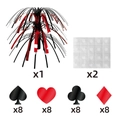 32-piece poker card suit paper cutouts with red and black tassel centerpiece decoration - Casino Theme Centerpiece (L-00438)