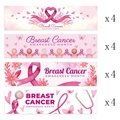 Breast Cancer Awareness Month stickers featuring pink ribbons and floral watercolor designs - Pink Ribbon Theme Style (W-00069)