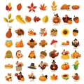 Pegatinas de Acción de Gracias con pavos de dibujos animados, hojas y animales del bosque - Paquete de 50 Piezas (Y-00459)