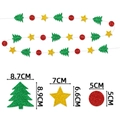 Detailed dimensions of glittery Christmas tree, star, and round paper ornaments - Tree Round Disc & Star Style (mys0171-4) / Approx 3m Per String Per Pack