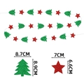 Detail of red and green glitter Christmas tree and star garland with size dimensions - Christmas Tree & Star Style (mys0171-3) / Approx 3m Per String Per Pack