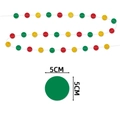 Detail of 5cm red, green and gold glitter circle garlands for Christmas tree decoration - Round Disc Hanging Ornament (mys0171-1) / Approx 3m Per String Per Pack