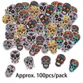 Confettis têtes de mort colorées pour décoration de table Jour des Morts, lot de 100 - Environ 100pcs Confettis du Jour des Morts (J-0396-00)