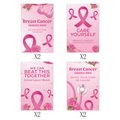 Set of 8 pink ribbon breast cancer awareness bottle labels in 4 assorted floral designs - Pink Ribbon Awareness Style (W-00070)