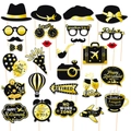 Fotorequisiten für den Ruhestand in Schwarz und Gold mit Schildern und lustigen Motiven - Pensionierung Thema Foto Requisiten 28-teiliges Set (Y-00573-2)
