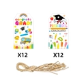 24-piece 2026 graduation gift tag set with Congrats Grad designs and natural jute twine - 24Pcs Graduation Tags Set (G-00076)
