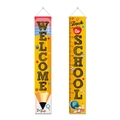 Bannières de porte Bienvenue à l'école en forme de crayon avec motifs colorés - Ensemble d'une Paire (Y-00577)