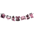 Pink and black Halloween coquette party banner with witch cat and corset design - Pink Black Cat Potion Style Banner (Style 2)