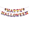 Striscione Happy Halloween arcobaleno con teschi e ragnatele per decorazione - Striscione con Lettere HAPPY HALLOWEEN (L-00442-1)