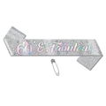 Écharpe d'anniversaire 60 & Fabulous en paillettes argentées avec texte dégradé coloré - Écharpe d'Anniversaire 60 Ans Argent (J-0554-14) / 1 Pièce