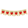 Strawberry burlap banner with red fruit prints for summer party decoration - Strawberry Banner