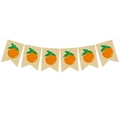Summer orange fruit party banner with six linen swallowtail flags on white background - Orange Banner