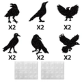 Set di 12 sagome di corvo nero glitterato per decorazioni di pareti e finestre Halloween - Set di 12 Adesivi Corvo