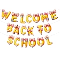 Welcome Back to School banner with yellow pencil-shaped letters and pink bows for classroom - Back to School Banner (L-00437)