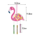 Pink flamingo wind chime with colorful feathers and three aluminum tubes for garden decor - Pink Flamingo Style (Y-00551-3)