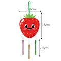 Detail of strawberry cartoon wind chime with size labels of 10.3cm width and 13cm height - Cartoon Strawberry (L-00434-2)