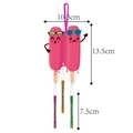 Detailed size chart of summer beach wind chime with pink popsicle design and metal tubes - Twin Ice Popsicles (L-00434-4)