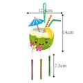 Detailed size chart for cartoon coconut wind chime with metal tubes and summer ornaments - Tropical Coconut (L-00434-7)