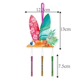 Detail view of tropical beach wind chime with dimension markings and surfing board design - Beach Surfboard (L-00434-8)