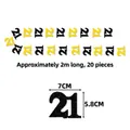Girlande zum 21. Geburtstag mit 20 schwarz-goldenen Glitzerzahlen 2 Meter Länge - Nummer 21
