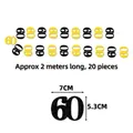 Golden and black glitter 60th birthday bunting banner with 20 pieces, 2m length - Number 60