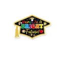 Coriandoli di laurea a forma di tocco nero con scritte dorate e glitter eleganti - Circa 100 Pezzi/Confezione (J-0470-00)