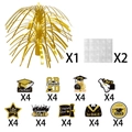 Kit déco de fête de diplôme avec fontaine dorée et 36 centres de table thématiques variés - Style Doré (Y-00535-1)