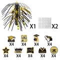 Kit déco remise de diplôme noir et or avec centre de table à franges et 36 cartes variées - Style Noir Et Or (Y-00535-2)