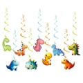 Set da 10 pezzi di decorazioni a spirale con dinosauri colorati per feste di compleanno - Girandole Pendenti a Dinosauro (L-00427-2)