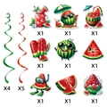 Wassermelone Party Deko Set mit roten und grünen Spiralen und Papieranhängern für den Sommer - Spiralen-Set(J-0493-2)