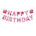 Striscione rosa Happy Birthday con illustrazioni a tema trucco per decoro festa - Banner Happy Birthday (L-00374-1)