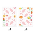 Adesivi pasquali con coniglietti e uova per decorazioni di feste set di 8 pezzi - Set Multipattern (W-00036)