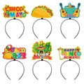 Lot de 6 serre-têtes Cinco de Mayo avec motifs tacos et cactus pour fête mexicaine - Lot de 6 Pièces (L-00409)