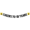 Striscione glitterato Cheers to 21 Years nero e oro per decorazione del 21 compleanno - Cheers to 21 years