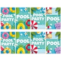 Set de 8 etiquetas de botellas para fiesta hawaiana con diseños de flotadores de piscina - Etiquetas para botellas de vino de Hawái (J-0505)