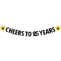 Striscione Cheers to 25 Years nero e oro con glitter per festa di compleanno - Striscione Cheers to 25 years