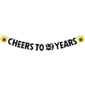 Striscione Cheers to 29 Years nero e oro glitterato con icone di boccali di birra - Striscione Cheers to 29 years