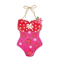 Roze bikini-vormige deurhanger met Hawaïaans bloempatroon en ophangkoordje - Roze Gebloemd Badpak Uit Één Stuk Stijl (Y-00548-3)