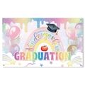 Bunter Hintergrund für Kindergarten-Abschlussfeier mit Regenbogen und Luftballons - Hintergrund (J-0484)