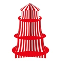 3-stufiger Cupcake-Ständer im Zirkuszelt-Stil mit rot-weißen Streifen für Partys - Dreistöckiger Zirkusturm-Ständer (Y-00512-1)