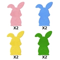 Lot de 8 porte-couverts lapin de Pâques en feutrine rose, bleu, jaune et vert décoratif - Combinaison Rose Bleu Jaune Vert